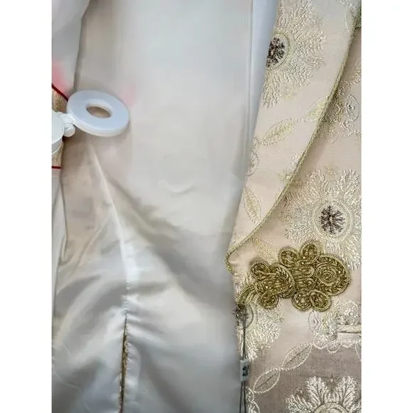 Kent & Park Cream Gold Embellished Tuxedo Jacket 40R J103 Italy Formal - Picture 11 of 13